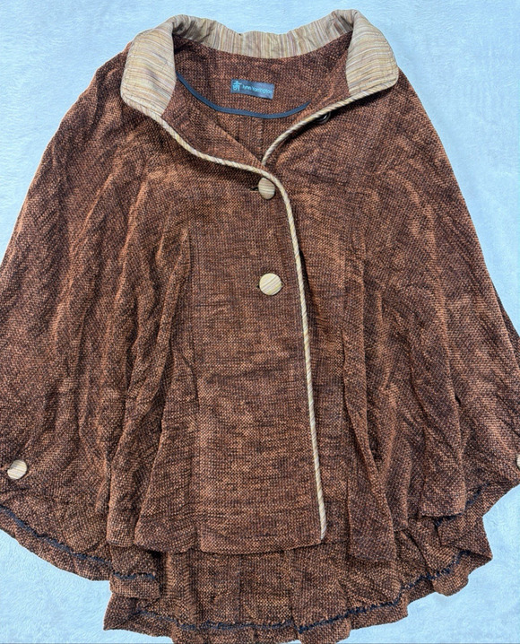 Lynn Yarrington Jackets & Blazers - Lynn Yarrington VTG Handwoven Chenille Cape Jacket Rust Terracotta Art To Wear